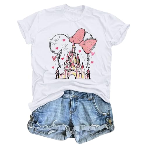 Magic Kingdom Shirts for Women Castle Graphic Tee Magical T Shirt Cute Family Holiday Vacation Shirt Casual Tops