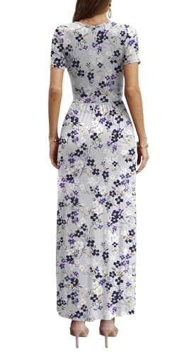 Image of CATHY Maxi Dresses for Women Short Sleeve V-Neck Casual Long Summer Wrap Dress with Pockets