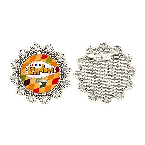 Broche de plata de flor Love London Britain UK joyería mediana para solapas