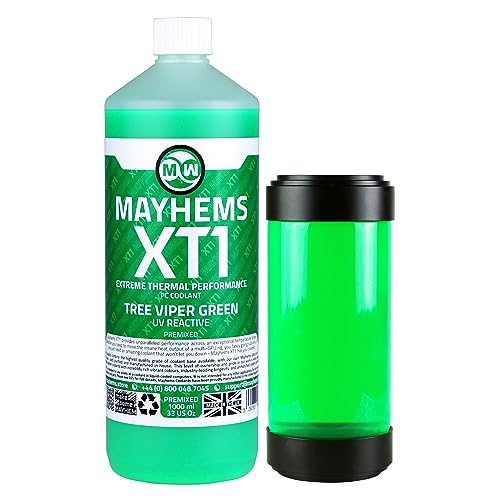 Mayhems - XT1 Liquide de refroidissement prémélangé pour ordinateur - série de performances thermiques, fluorescent UV, 1 litre, tree viper green (vert)