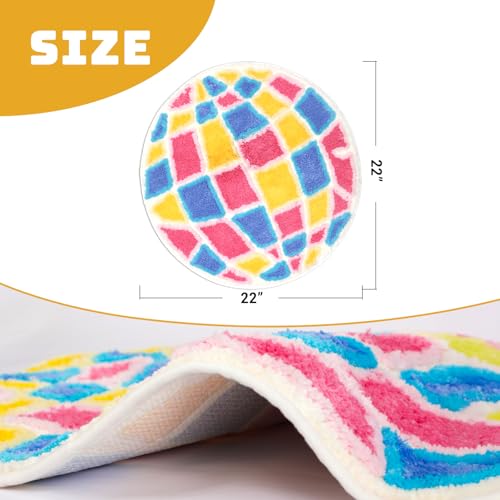 Percozzi 80's Disco Ball Bath Rug 25.5" Music Funky Bathroom Mat Absorbent Tufted Rug Area Mat with Non-Slip Backing Bath Mat for Vintage Retro Rugs Gift for Disco Lover — view 2