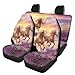 Wunvihay Purple Flower Horse 17 Pcs Car Accessories Seat Covers Full Set Steering Wheel Cover Floor Mats Center Console Pad Cup Holders Seat Belt Pads for Women Men Car Interior Decor