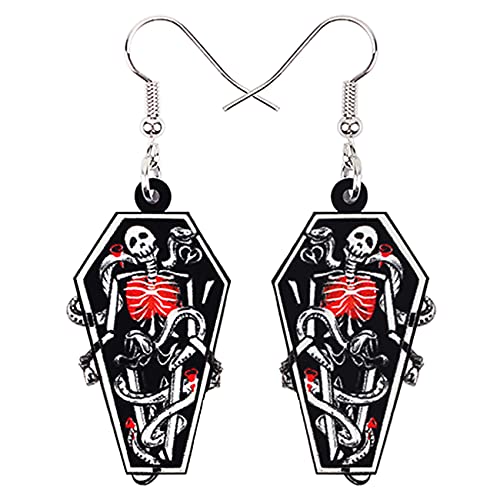 Bonsny Halloween Red Coffin Casket Earring Dangle Drop Fashion Jewelry For Women Girls Charms (Gray) #TOP8