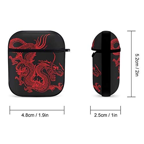 Red Chinese Dragon Airpods Case Cover For Apple Airpods 2&1 Cute Airpod Case For Boys Girls Silicone Protective Skin Airpods Accessories With Keychain #TOP1