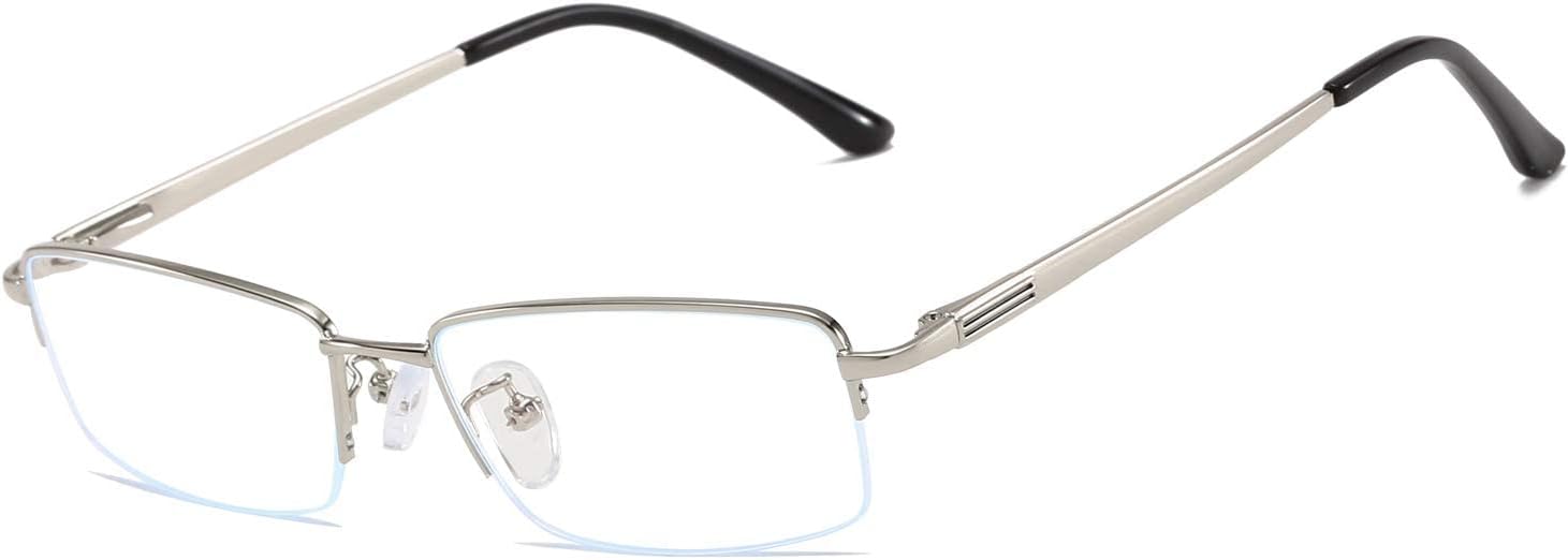 Half Rimless Metal Eyewear Frames Blue Light Blocking Transparent Lens Business Glasses