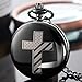 Tiong Bible Verse Pocket Watch Vintage Quartz Pocket Watches Cross American Flag Pattern with Chain Christmas Graduation Birthday Gifts Father's Day