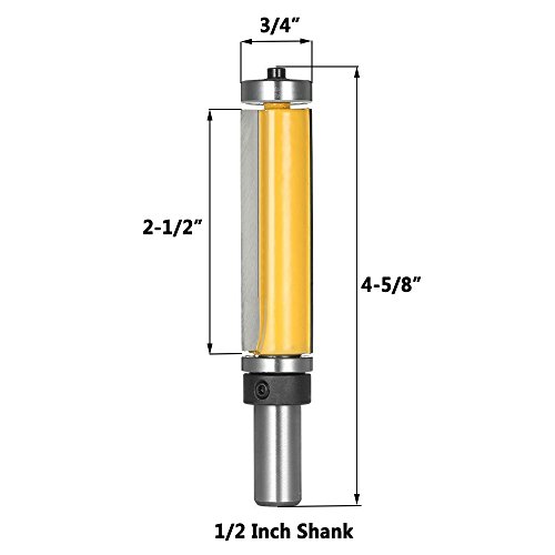 Yakamoz 1/2" Shank Panel Top & Bottom Bearing Flush Trim Pattern Router Bit Woodworking Cutter #TOP1