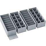 Yucch Schubladen Organizer 4er Set – kompatibel mit IKEA MALM Kommode, faltbare Stoffboxen mit Fächern und verstärktem Boden, ideal für Unterwäsche, Socken & Babykleidung (Grau)