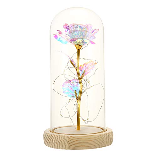 JWMY 薔薇 LEDライト 光るバラ 光る薔薇 ライト ローズライト 造花 フラワーライト インテリアライト ガラスドーム 薔薇ドーム バラドーム 電池式 ギフト プレゼント 母の日 バレンタイン 結婚記念日 お祝い プロポーズ