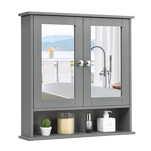 Armoire De Salle De Bain Double Porte Vida Designs - Étagère Murale Rangement Blanc 50x60x15cm