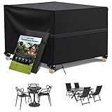 MUPAS Abdeckhaube Gartenmöbel Wasserdicht Winddicht 420D Oxford Gewebe mit Zugkordel Klickverschlüsse Gartenmöbel Schutzhülle für Gartentisch Quadratisch Kommt mit Aufbewahrungstasche 125 x125 x74cm
