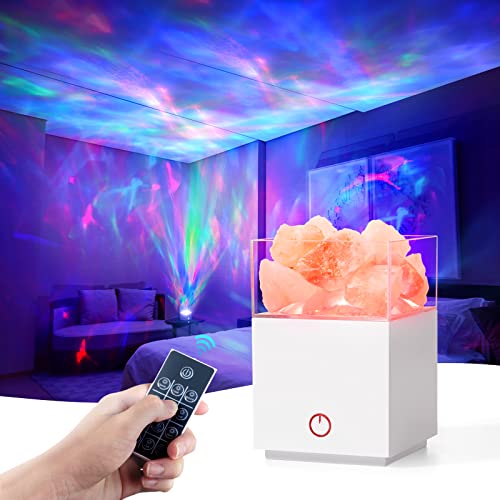 Galaxy Projector Salt Lamp Night Light 2 In 1 With Authentic Natural Himalayan Crystal, Colors Led Ceiling 3D Aurora Star, Bedroom Decor, Sleep Relax, Remote & Timing Gift For Girls Boys Baby #TOP1