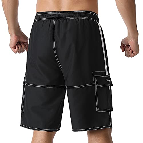 Ninovino Men's Polo Swim Trunks Breathable Long Swim Board Shorts With Lining Black 38 #TOP3