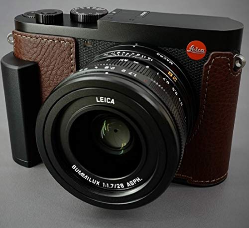 New LIM'S Genuine Italy Leather Camera Half Case Metal Grip Dovetail Plate for Leica Q2 (Typ 4889) Brown