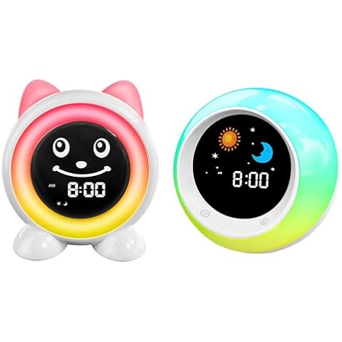 FiveHome A100 Toddlers Sleep Training Clock and A300 Kids Alarm Clock with Night Light & Nap Timer Cover