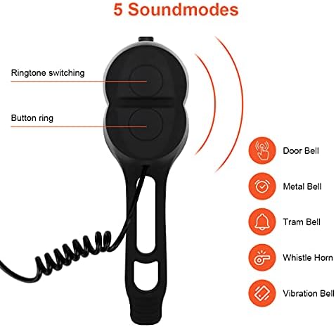 RYACO Electronic Bike Bell, Waterproof Bicycle Horn, 5 Sound Modes 3 Volume Adjustment, Easy to install, Suitable for mountain Bikes, road Bikes, Children's bikes