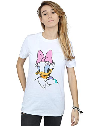 Disney Women's Daisy Duck Big Portrait Boyfriend Fit T-Shirt White Medium