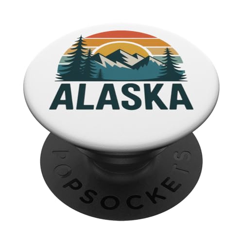 Vintage Alaska Retro Sunset Mountain Design Tees and Deco PopSockets PopGrip Adesivo