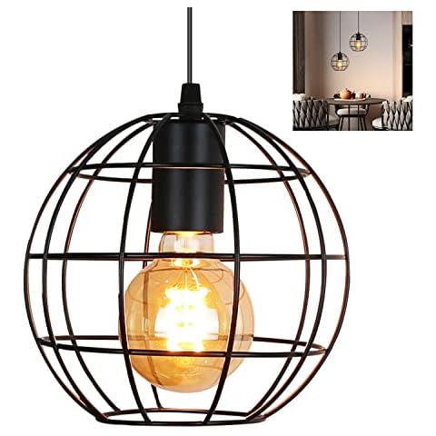 ZMH Dining Table Pendant Light Black Vintage 1 Bulb Retro Industrial Pendant Light E27 Max. 40 W 160 cm Height Adjustable Metal Living Room Kitchen - Without Bulb Cover