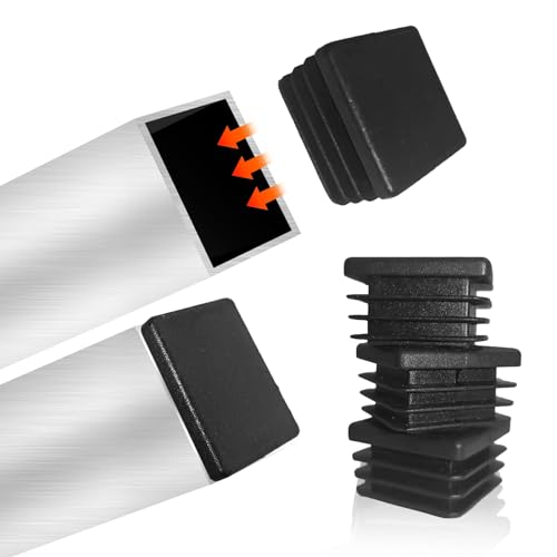 Image of 32 Pcs 1-1 /4 inch Square Tubing End Caps, Plastic End Caps Insert Finishing Plug for Chair Legs, Pipe Post, Table Legs (Black, 30x30mm)