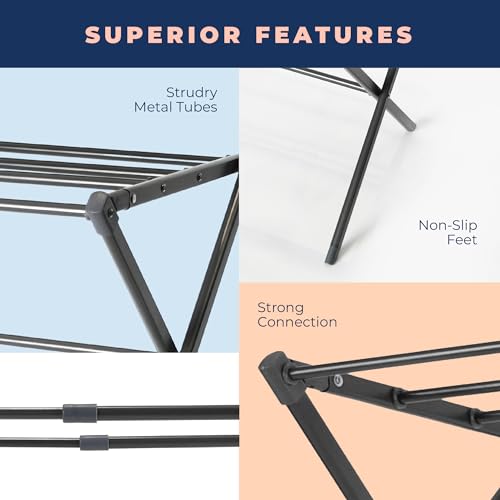 Image of happhom Clothes Drying Rack, Foldable Drying Rack Clothing, Laundry Drying Rack, Expandable and Collabsible Drying Rack, Free-Standing Large Clothes Dryer, Space Saving Indoor&Outdoor, Silver