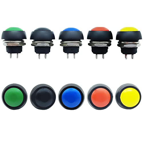 Gikfun Interruptor de encendido momentáneo de 12 mm impermeable de encendido y apagado de 5 colores para Arduino Wire Breadboard DIY EK1925U Cover