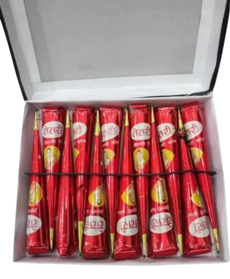Mehendi cone for wedding anniversary party and other functions for women applies hand pack of 1 and natural colour red-image-20