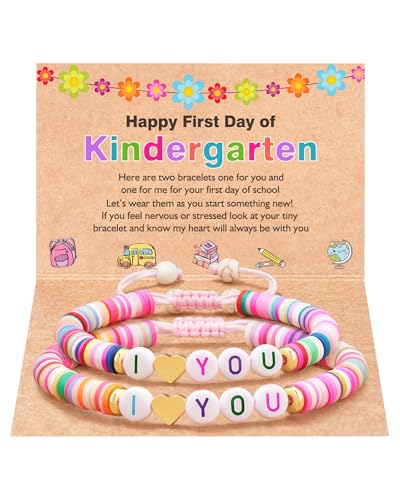 First Day of Kindergarten Bracelet Mommy and Me Back to School First Day of School Gifts for Mother Daughter Anxiety Bracelets Back to School Stuff Gifts for Mom and Daughter