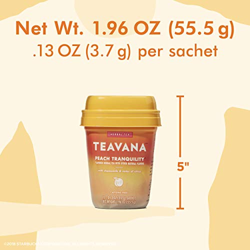 Teavana Peach Tranquility, Herbal Tea with Chamomile and Notes of Citrus, 60 Count (4 Packs of 15 Sachets)