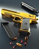 Toy gun with soft bullets,Foam Blasters,toy gun for Boys with ejectable magazine-1:1 size toy gun with magazine for safety training or play,unique gift-golden - Image 5