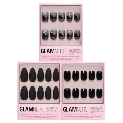 Glamnetic Press-On Nails Bundle - Midnight Romance, Jet Black &
