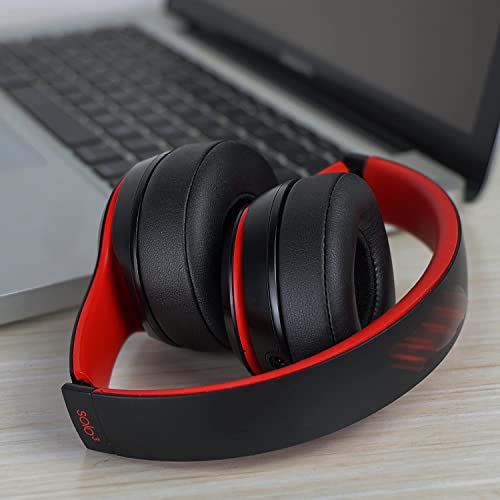 Image of SoloWIT Replacement Ear Pads for Beats Solo 2 & Solo 3 Wireless Over-Ear Headphones, Protein Leather Covered Earmuffs, Noise Cancelling Memory Foam