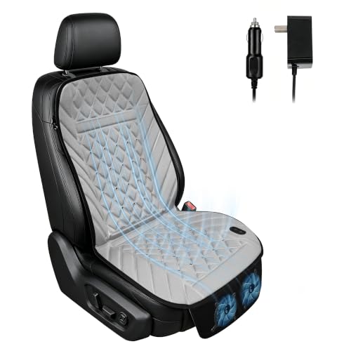 THMFHMW 2026 Upgraded Ventilated Seat Cushion, 12V-24V Cooling Car Seat Cover for Front Seat, Cooled Seat Pad for Office Chair Sofa Car SUV Truck Universal Fit,Silver Gray