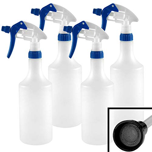 Preisvergleich Produktbild 4x Handsprühflasche HDPE 750ml + Sprühkopf CANYON CHS-3AN chemieresistent, Sprühaufsatz 28 / 410, stufenlos verstellbarer Trigger Sprühkopf von CANYON mit flexiblem Steigrohr & Kunststoffsieb (7118.4)