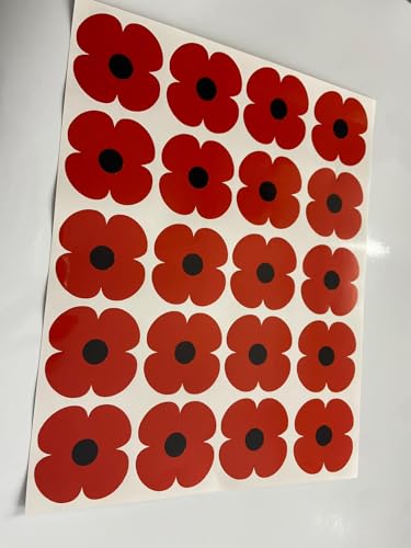 Poppy Vinyl Stickers || Waterproof || Pack of 20 Stickers || Remembrance Day Tribute