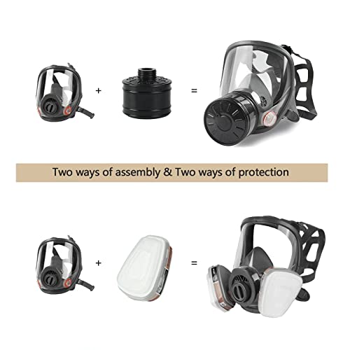 Amzyxuan Full Face Gas Mask, Gas Masks Survival Nuclear And Chemical With 40Mm Activated Carbon Filter, Reusable Respirator Mask For Gases, Vapors, Dust, Chemicals #TOP4