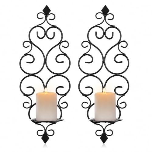 Sziqiqi Black Wall Candle Sconces Set of 2, for 3in Pillar Candles