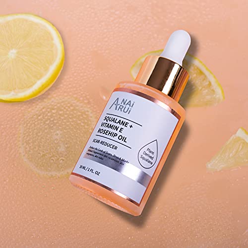 Anai Rui Squalane + Vitamin E Rosehip Oil Moisturizer For Face Hydrate, Reduce Scars And Stretch Marks, Wrinkles For Smoother, Softer Skin 1 Fl. Oz #TOP5