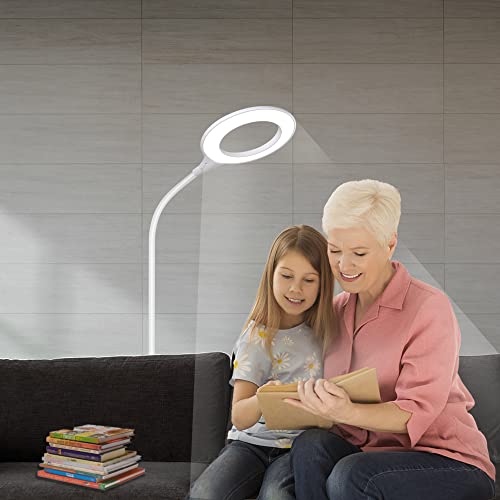 Bright Floor Lamp For Office, Reading And Bedrooms. Led Floor Lamp For Lash Light For Eyelash Extensions, Makeup & Nail Spa. Gooseneck Standing Lamp (White) #TOP6