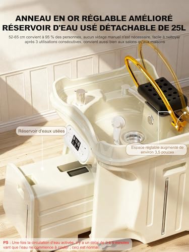 Pedou Équipement Head Spa Japonais avec réservoir d’Eau Propre 60L, bac d’eaux usées 25L, douchette et Cascade circulante pour Salon Professionnel – vue 9