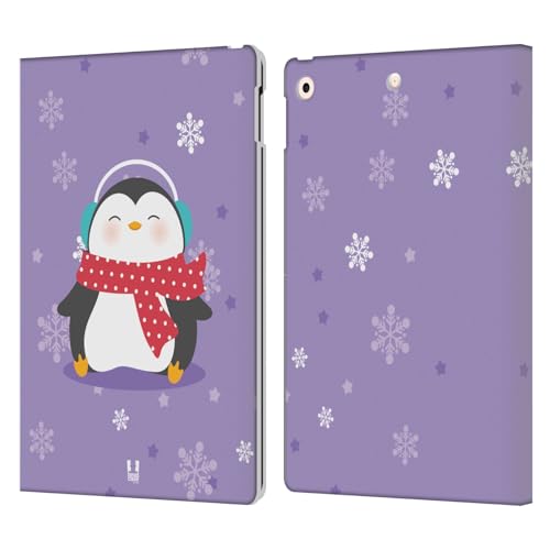 Étui portefeuille iPad 10.2 Head Case Designs : protection cuir avec motifs manchots de Noël