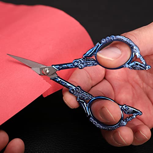 Youguom Embroidery Scissors, Small Sharp Pointed Detail Shears For Diy Craft Needlework Yarn Sewing Cross Stitch Thread Cutting Handicraft Tool, 4.6In Blue Little Bird #TOP5
