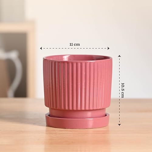 Image of UGAOO Roma Ceramic Flower Pot for Indoor Plants, 4 Inch - Magenta