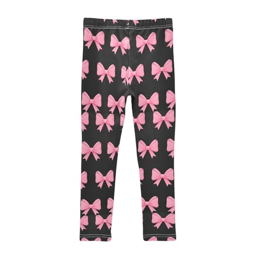 Pink Bow Love Black Girls Leggings Kids Yoga Pants Dance Active Tights 4T2