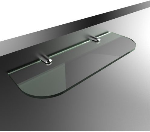 Estante de Vidrio Templado con Bordes curvados y Soportes de repisa cromados. 300 mm x 100 mm y 6 mm de Espesor