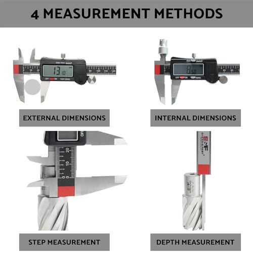 Digital Caliper, Caliper Measuring Tool 6 inch, Micrometer Caliper Digital, Stainless Steel Calipers to Measure Inch Fractions Millimeter with Auto-Off by S&F STEAD & FAST