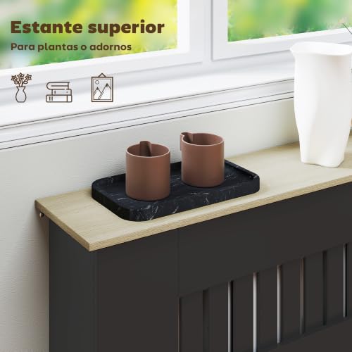 Miniatura 5 de Homcom Cubre Radiadores, Cubreradiador De Mdf, 78x19x81 Cm, Cubierta Para Radiador, Diseño Moderno De Listones Y Nido De Abeja, Para Salón, Dormitorio, Negro