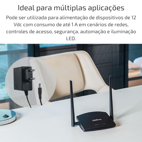 Fonte de Alimentação AC/DC 12,8V 1A EF 1201L Preto Intelbras