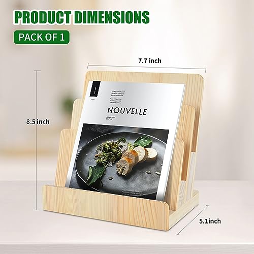 DOSTATNI 2-Piece 3-Tier Pine Wood Brochure Organizer & Display Stand - 8.5 x 11 Pamphlet/Flyer Holder, Greeting Card & Magazine Display for Desk & Counter - Image 3