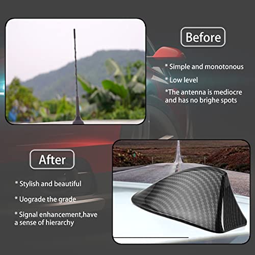 Ajxn Shark Antenna Fin Roof Aerial Base Radio Signal for Car SUV Truck Van Super Functional with Adhesive Tape Base 9 Carbon (Black) - Thumbnail 5